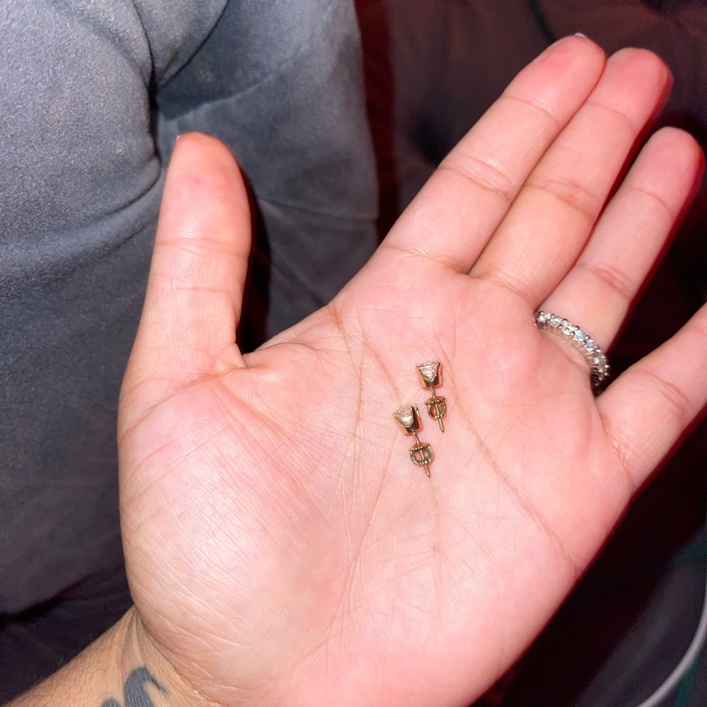 Diamond earrings, I believe these are .08 carats. - Picture 5 of 5